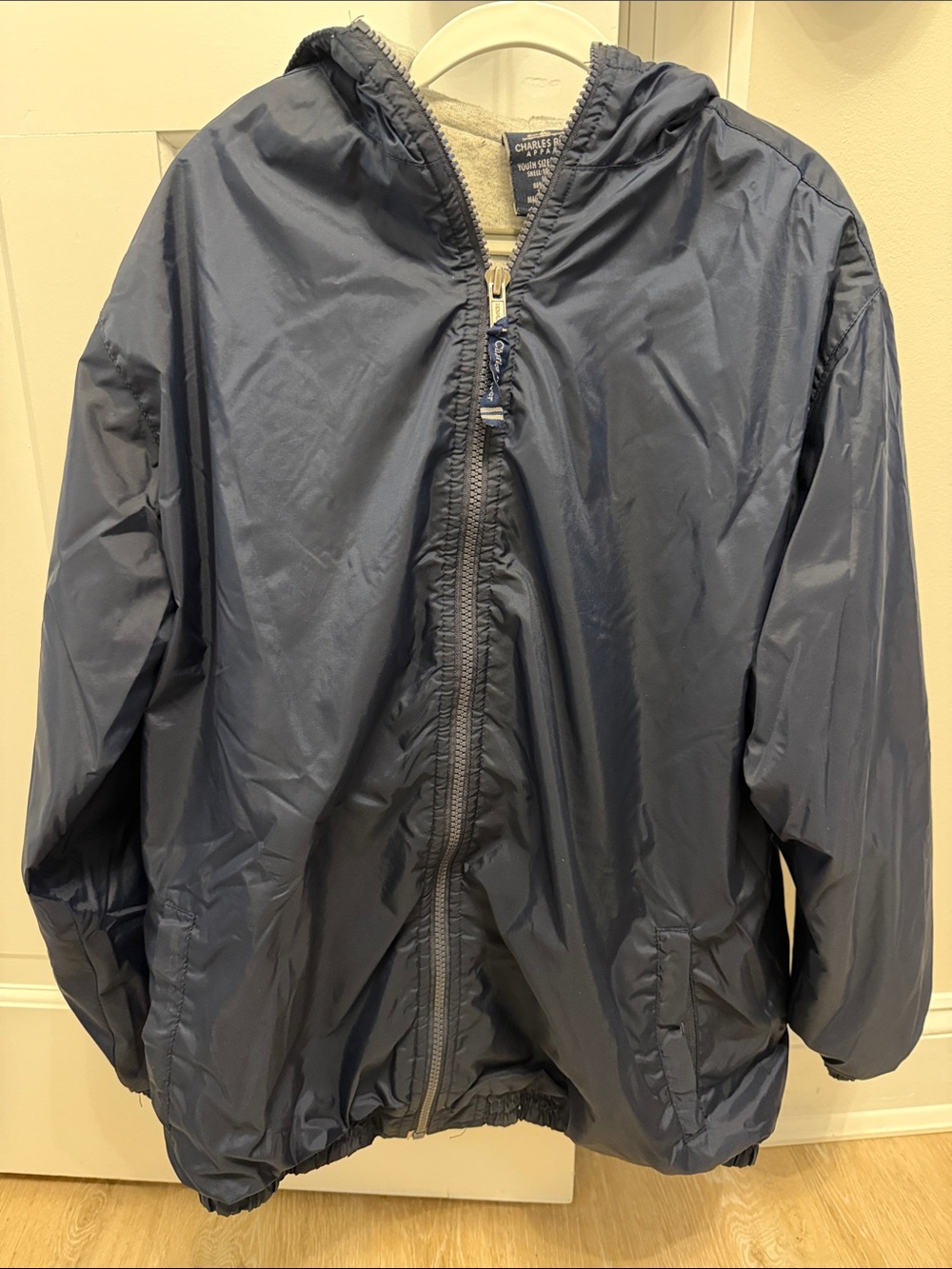 Charles River navy hooded Rain Jacket
